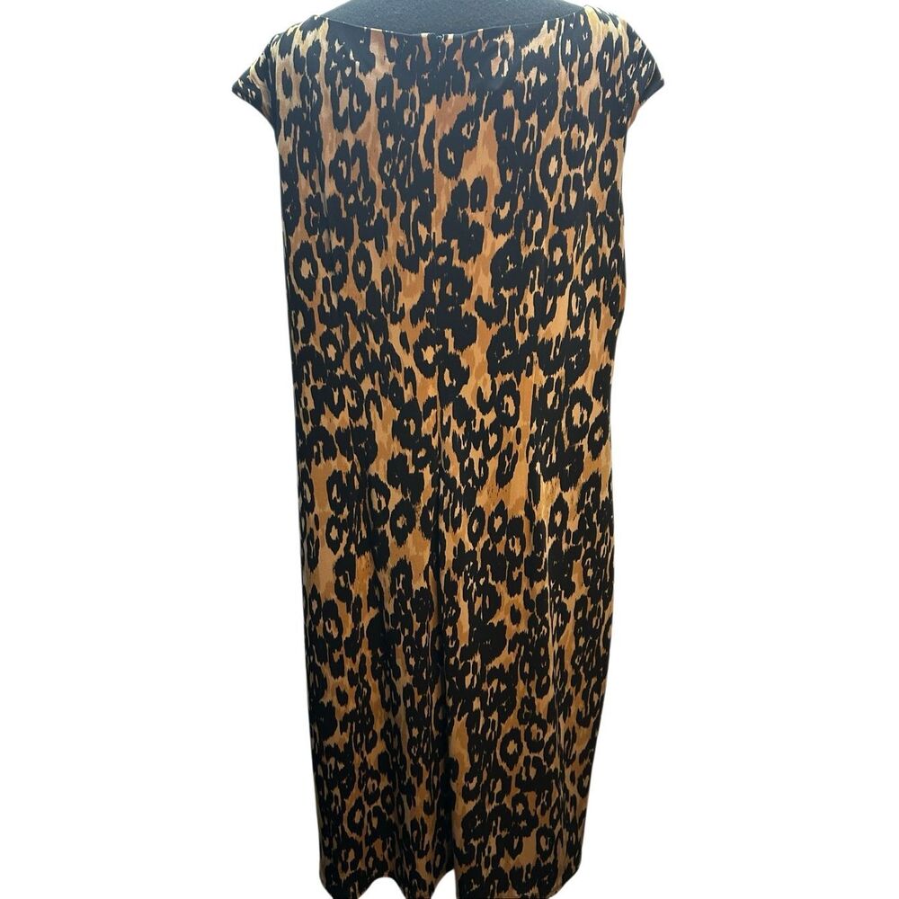 Anne Klein Women's Plus 16W Leopard Print Faux Wrap Sheath Dress Cap Sleeve - Picture 5 of 9